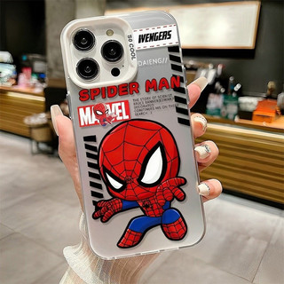 Q Phiên Bản Người Nhện Hợp Thời Trang Thích Hợp Cho iPhone 17 Pro 16 ProMax XSMax 8plus 13 Pro 15 XR 11 Pro Max 12 ProMax 14 17 ProMax Ốp Điện Thoại Di Động Chống Sốc viền Mềm Mờ