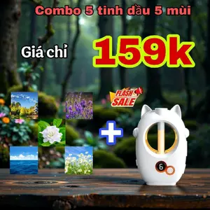 Combo 5 tinh dầu + máy phun sương 6 chế độ tạo độ ẩm lan tỏa hương thơm phòng khách phòng ngủ 30-40m2