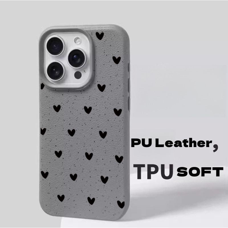 Ốp Lưng Cho OPPO A3 A5 A6 PRO A2 A3X A5X A40 A94 A74 RENO 11F 12F 14 PRO 7 10 6 5 Lite 5F Da PU Trái Tim Tình Yêu Mềm Mờ Cover