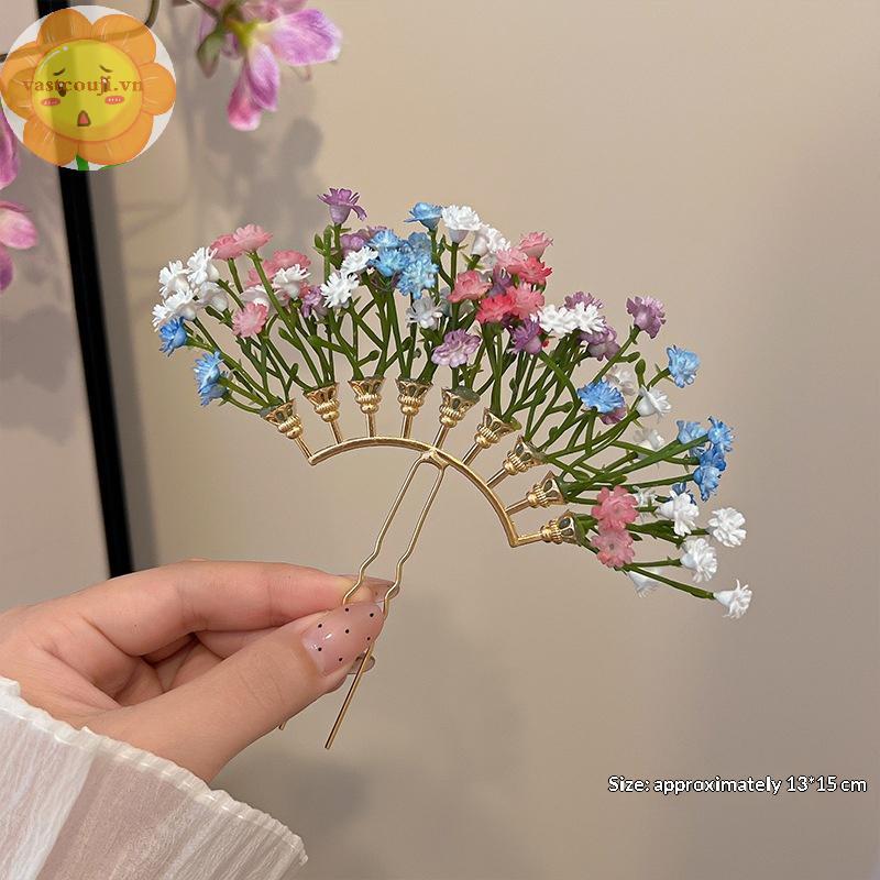 Kẹp Tóc Hình Chữ U Với Hoa Nhân Tạo - Phụ Kiện Tóc Sang Trọng Cho Các Bữa Tiệc