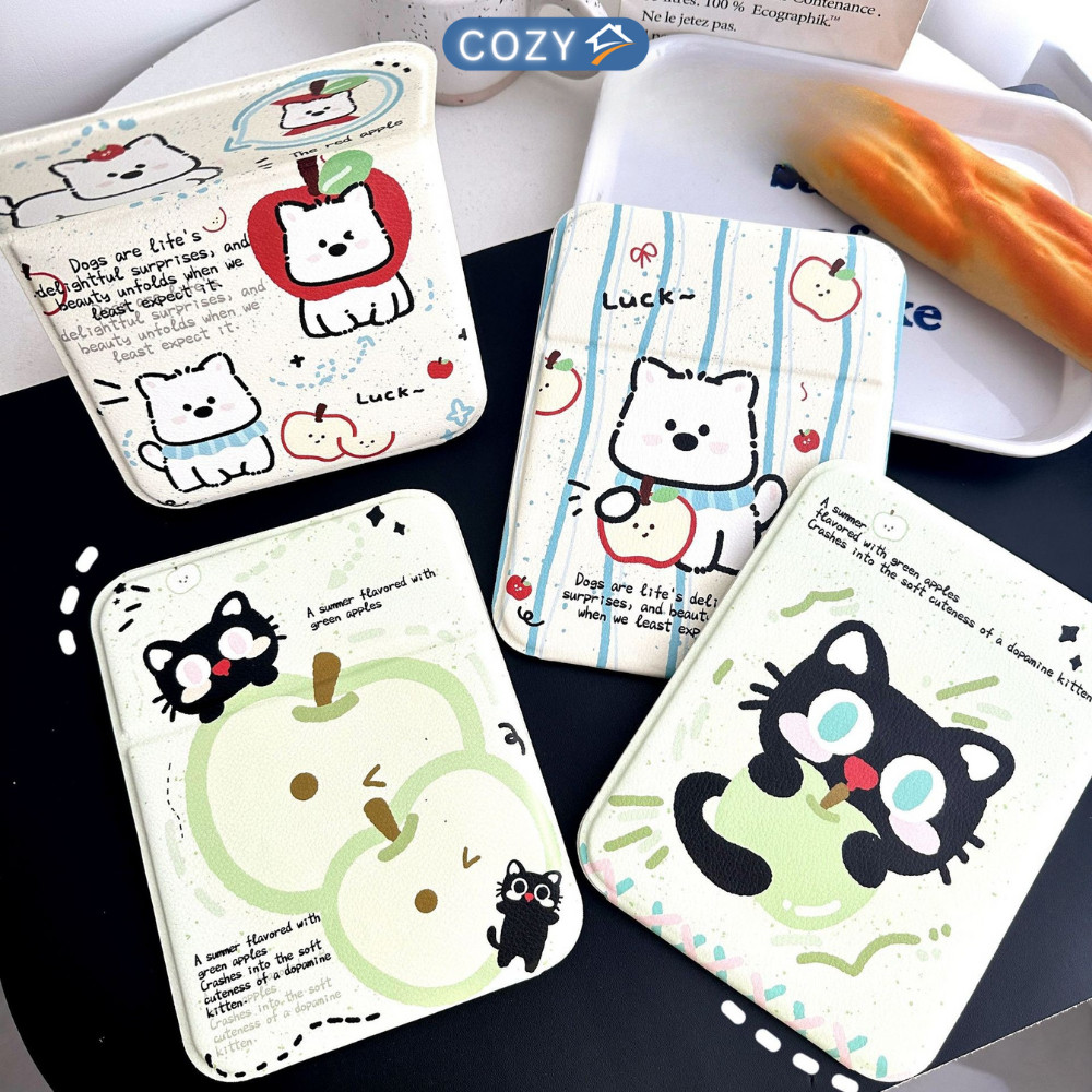 Gương Gập Để Bàn Hoạt Hình Dễ Thương – Gương Trang Điểm Mini Cầm Tay DINO, Chất Liệu Da PU Cao Cấp, Nhỏ Gọn Xinh Xắn