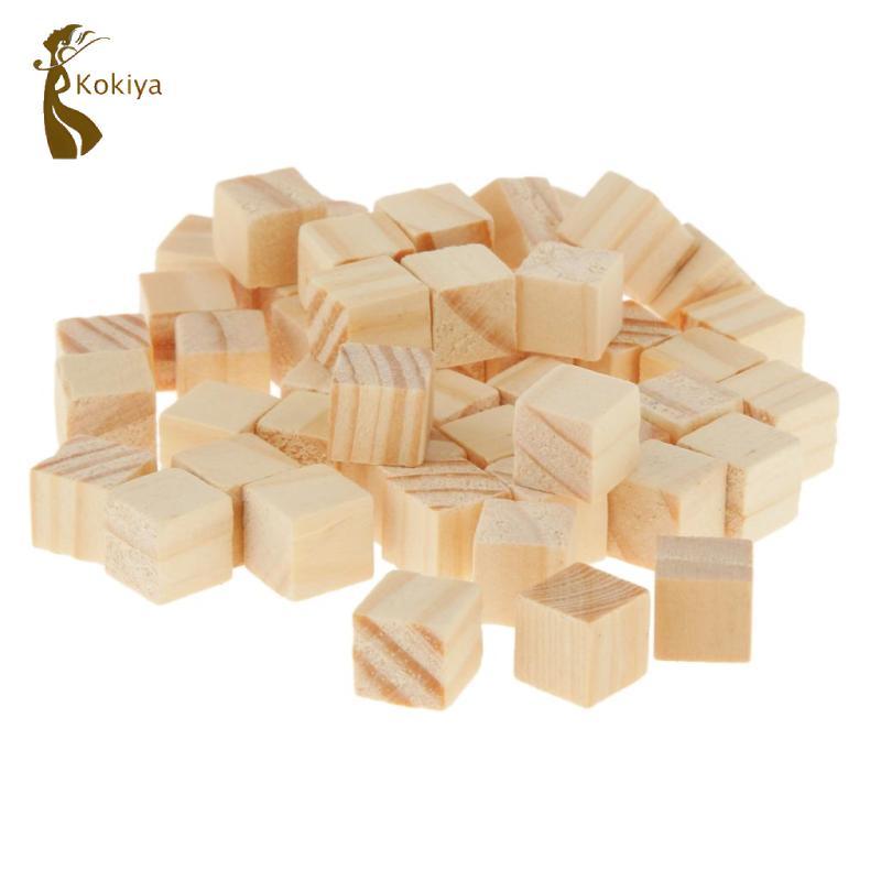 Bộ 50 Khối Gỗ Chưa Hoàn Thành 1x1x1cm Tem Vuông Trống Thủ Công
