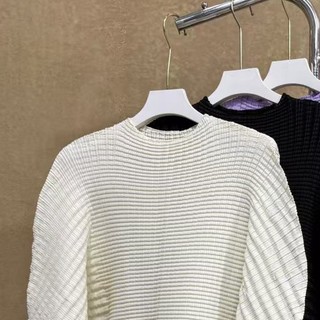 Miyake Áo Thun Dài Tay Nữ Thiết Kế Xếp Ly, Phong Cách Thời Trang Xuân Hè Plus Size