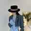 MONOSTYLE Top Hat dành cho nữ, Mũ nỉ phẳng thanh lịch trang trọng, Thời trang có thể điều chỉnh ấm áp cổ điển Fedoras Mũ phụ kiện váy