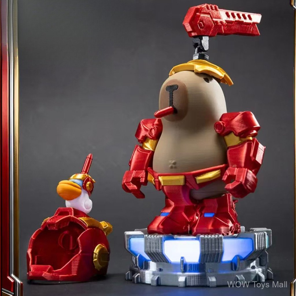 Hàng sẵn có [Chính hãng] Đồ chơi giải nén búp bê Capybara từ tính Iron Man 3d In Iron Man Kapibara Trang trí máy tính để bàn Mecha Capybara mát mẻ Quà tặng làm bằng tay
