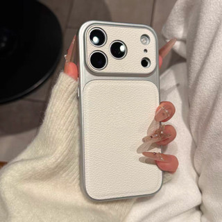 17Pro Ống Kính Bảo Vệ Toàn Diện Họa Tiết Vải Lánh Da PU Ốp Lưng Điện Thoại iPhone 17Promax 13 14 15 16 Pro Max Chống Sốc Nữ Di Động Bao Da