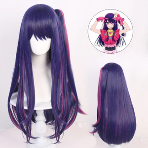 Tóc giả mô phỏng da đầu cho cosplay Hoshino Ai - Màu xanh tím, thẳng dài gift