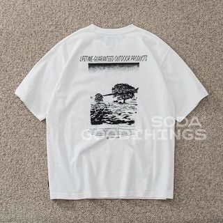 Hàng sẵn có Cặp đôi Top Unisex SNOW Phong cảnh cây in họa tiết dáng rộng 100% Cotton cao cấp Áo thun ngắn tay cổ tròn