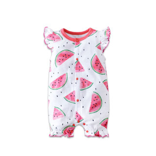 Mùa Hè Cho Bé Mỏng Phong Cách Áo Liền Quần In Dưa Hấu Bay Tay Bé Gái Ngọt Ngào Thoáng Khí Jumpsuit Xuyên Biên Giới Quần Áo Trẻ Em