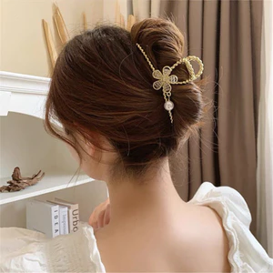 Hàn Quốc Thanh Lịch Kim Loại Hoa Kẹp Tóc Lưng Đầu Kẹp Cá Mập Kẹp Tóc Nữ Kẹp Tóc Mũ Đội Đầu