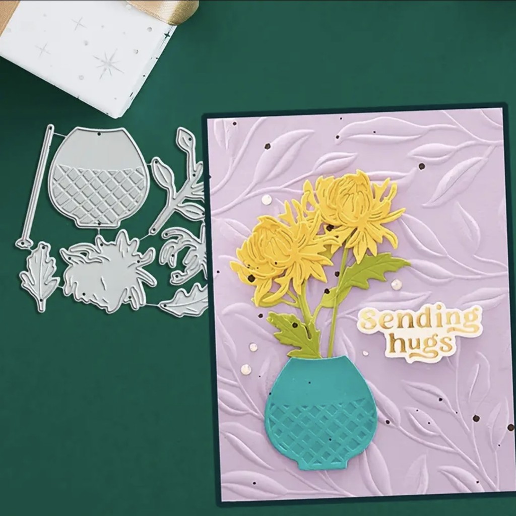 Hoa Cúc Hình Bình Kim Loại Thép Carbon Cắt Khuôn DIY Vải Album Ảnh Thiệp Chúc Mừng Cắt Chết Giấy Thủ Công Sổ Lưu Niệm Dập Nổi Khắc Bản Mẫu