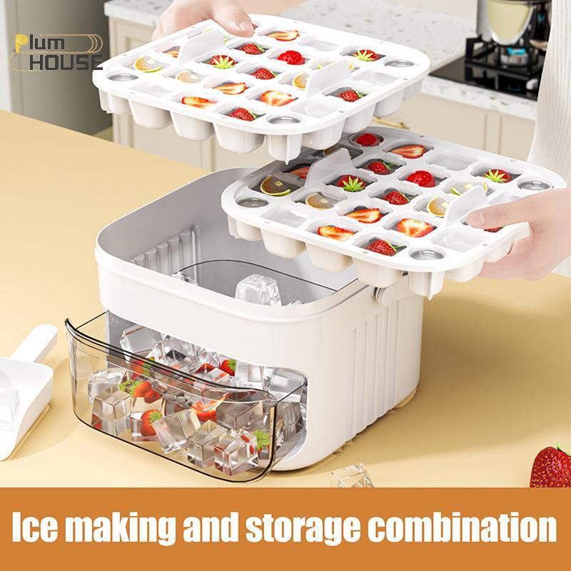 Máy làm khối 50 lít siêu lớn PlumHOUSE với khay cấp thực phẩm hai lớp dễ dàng trượt cho tủ lạnh Hoàn hảo cho rượu whisky & Cotails VN