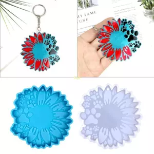 Flgo Hoa Hướng Dương Chó Móc Khóa Khuôn Silicon Có Lỗ Móc Khóa Mặt Dây Chuyền Handmade Khuôn Lễ Tình Nhân Sinh Nhật Trang Sức