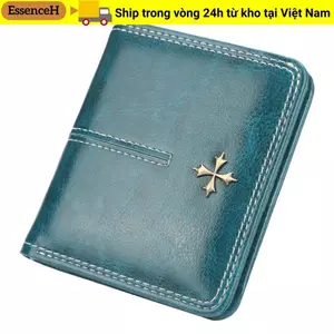 Ví nữ Mini ESSENCEH, Ví nhỏ có dây kéo bằng da PU, Ví đựng thẻ hình vuông dọc
