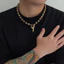 Vòng cổ mặt dây chuyền răng Unisex White K Shark - Hạt vỏ dừa tự nhiên - Họa tiết đính cườm trắng nâu - Có thể điều chỉnh 41-50cm - Phong cách tiệc bãi biển INS