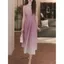Váy màu hồng chuyển hướng eo hẹp kiểu Pháp dành cho nữ Mùa hè Phong cách mới Cao cấp Slim-fit Nẹp-Waist Tuổi-