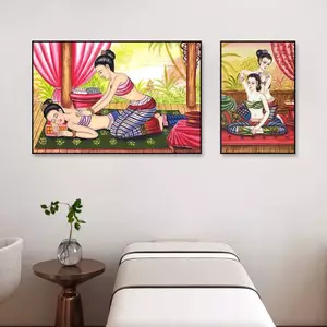 Thái Spa Massage Không Khung Chống Thấm Nước Tranh Core, Phong Cách Đông Nam Á Treo Tường Poster Cho Thẩm Mỹ Viện Sức Khỏe Câu Lạc Bộ Spa Trang Trí Phòng