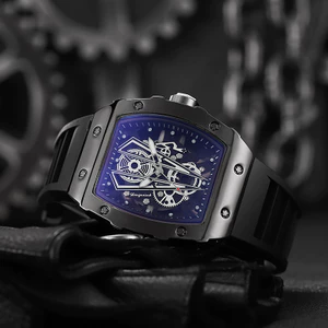 Đồng hồ thạch anh Skeleton Richard Barrel Đồng hồ silicon Lịch kinh doanh Đồng hồ thể thao 26.5.15
