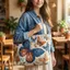 Túi Tote chần bông nữ GUSTAVA, Túi xách du lịch in họa tiết bướm, Túi đeo vai vải Cotton dung tích lớn nhẹ thời trang hợp thời trang dành cho nữ