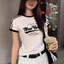 Áo thun ngắn tay ba thanh chữ cái phong cách Mỹ dành cho nữ