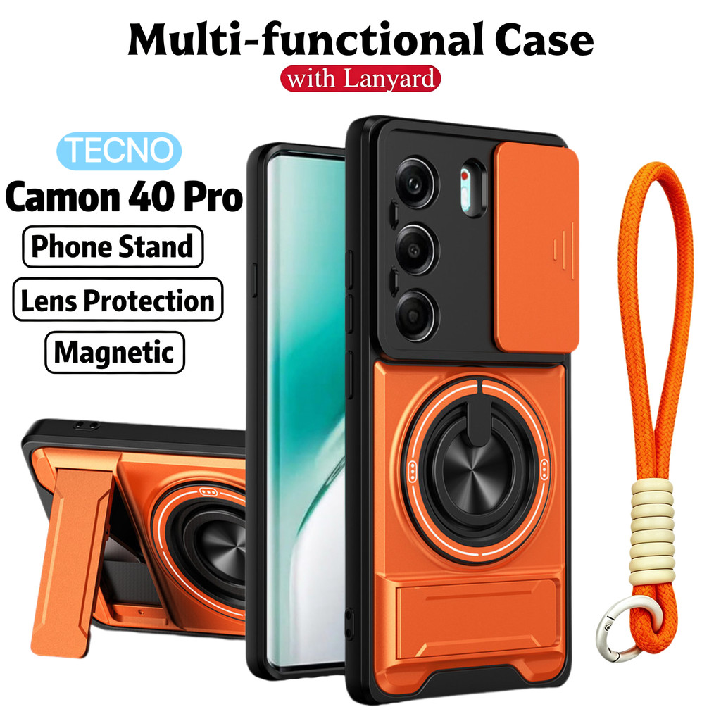 Ốp Điện Thoại Đa Năng Sang Trọng Thích Hợp Cho Tecno Camon 40 Pro 4G 5G Dây 360°Giá đỡ vòng có vỏ máy ảnh Vỏ bảo vệ toàn diện chống sốc