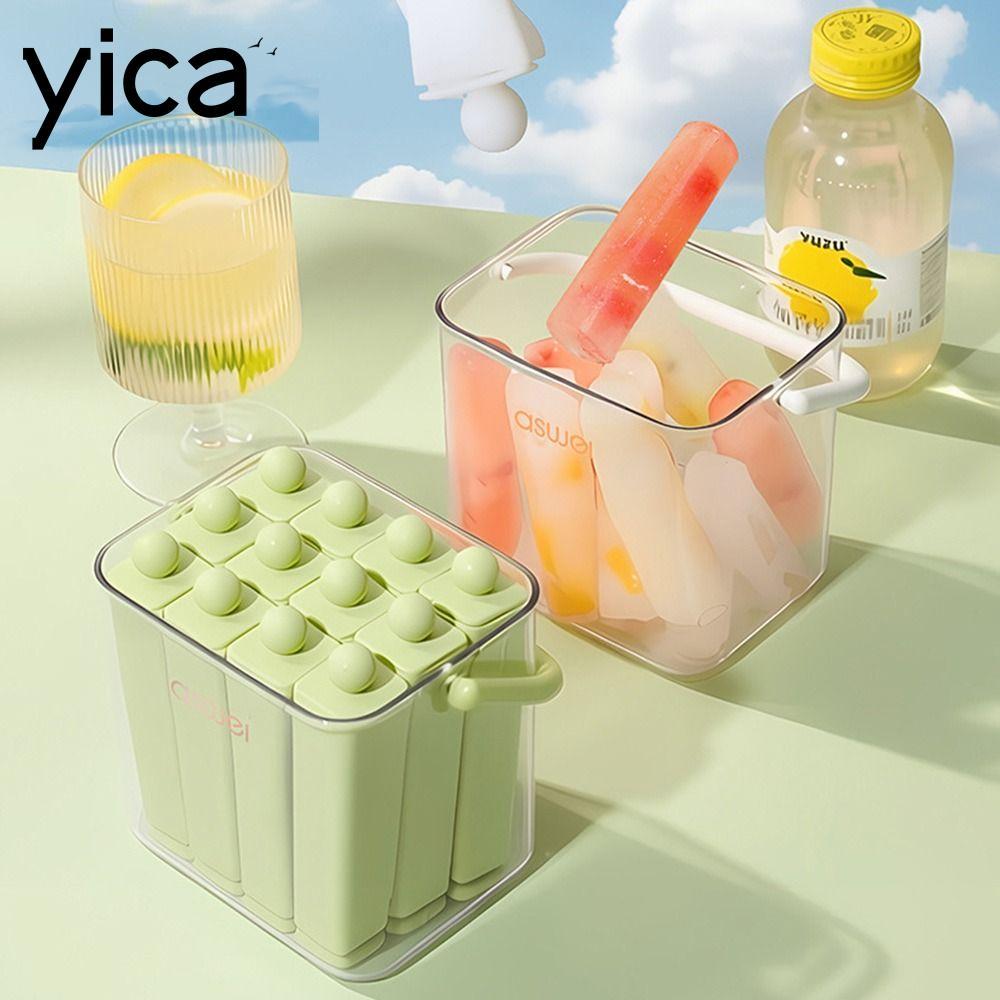 Khuôn Popsicle cũ YICA, Khay đựng đá thanh dài di động bằng silicon, Bền có nắp Khuôn làm kem đông lạnh cho tủ đông