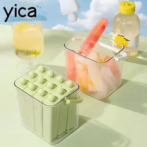 Khuôn Popsicle cũ YICA, Khay đựng đá thanh dài di động bằng silicon, Bền có nắp Khuôn làm kem đông lạnh cho tủ đông