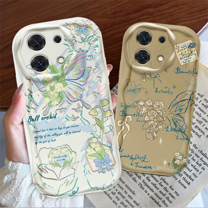 Thích hợp cho Redmi Note 13 Pro 4G 5G POCO M6 Pro 4G Kem 3D Mềm TPU Bướm Hoa Nhiệt Đới Vỏ Điện Thoại Chống Sốc