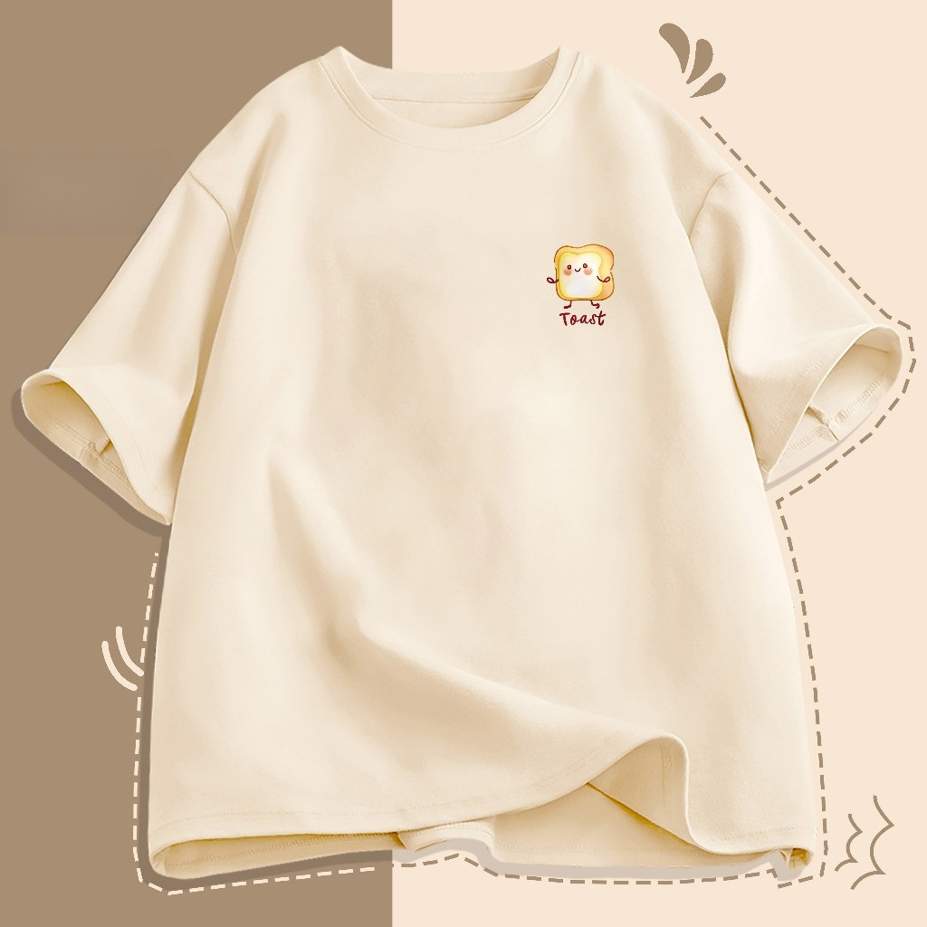 （Giao hàng 24h）Angela áo thun nữ form rộng Những bản in nhỏ dễ thương local brand Bông chất lượng cao 220gsm