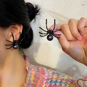 Bông tai ngọc trai nhện - Trang sức cổ điển hợp kim thời trang Halloween