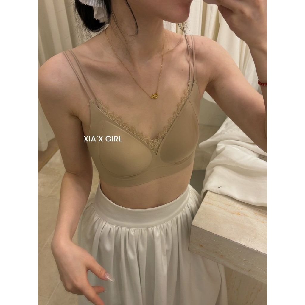 Áo Ngực Ren Nữ Có Đệm Cố Định Không Gọng Nâng Ngực Lưng Đẹp Chống Chảy Xệ Thoáng Khí Kiểu Pháp