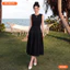 Đầm thiết kế BEMINE cổ tròn sát nách xẻ giọt nước dáng chữ A phù hợp đi chơi-B566
