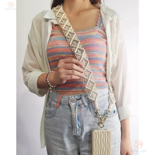 Dây Điện Thoại Di Động Phong Cách Retro Rỗng Dệt Tay Mạnh Mẽ Chống Mất Đeo Ngang ins Vỏ Điện Thoại Túi Dây Đeo Rộng