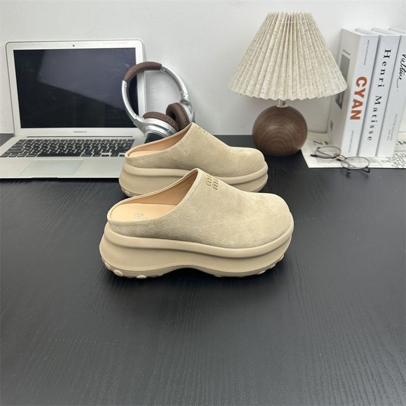 【✨Spot】Giày Birkenstock đế dày Đơn giản Đế êm Mũi tròn Đế nâng cao 6cm Không mỏi chân Đi làm Giày nữ