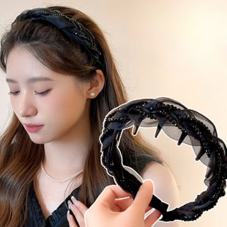 BỜM TÓC BỆN ĐÍNH ĐÁ SANG TRỌNG MÀU ĐEN & TRẮNG – KIỂU DÁNG THANH LỊCH, DỄ PHỐI, ĐEO ÊM ĐẸP