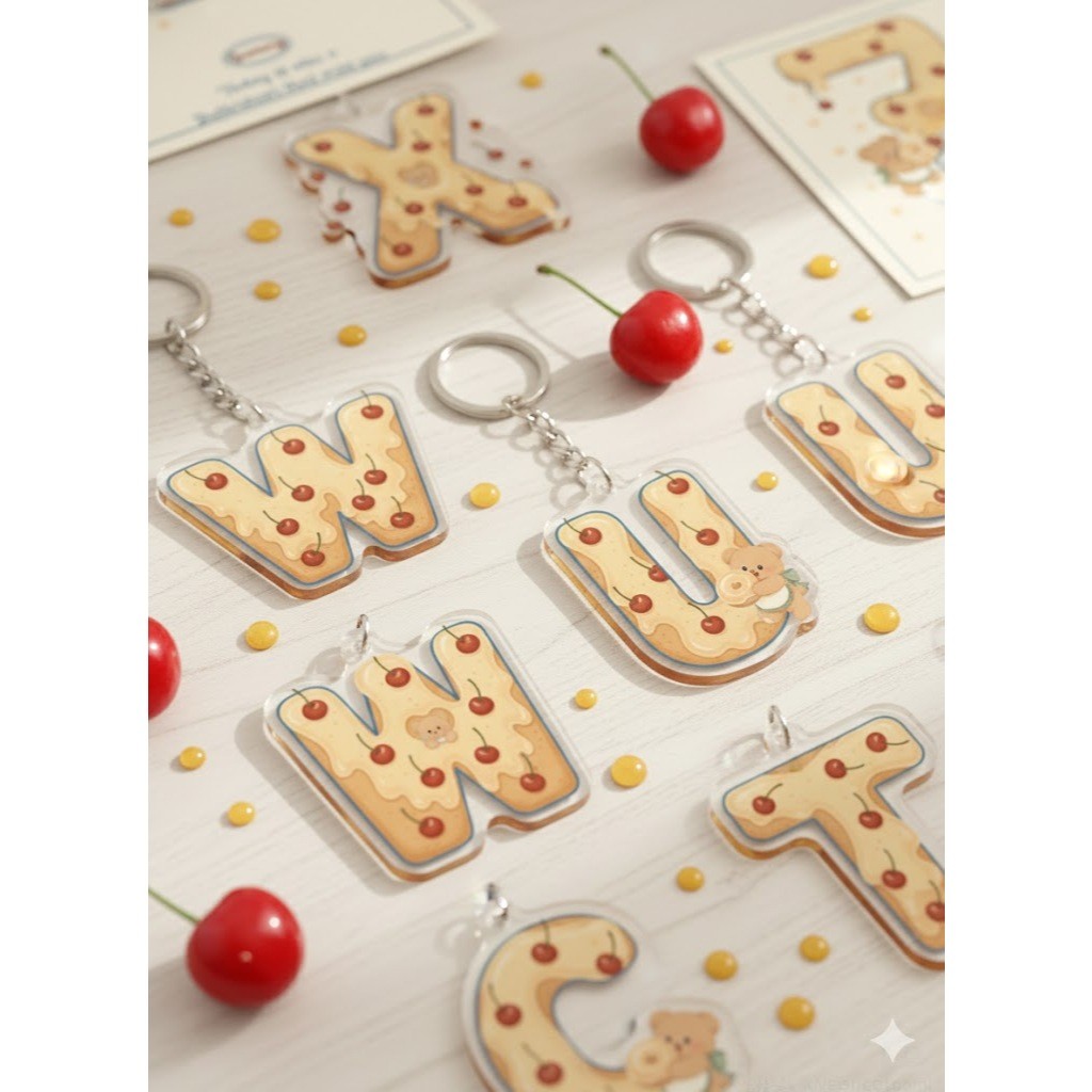 móc khoá chữ cái Gấu bơ gấu Butter Bear đáng yêu dễ thương