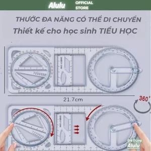 Thước Kẻ Đa Năng 4in1 Xoay 360° Deli – Thước Đo Góc, Tam Giác, Thẳng Cho Bé Tiểu Học