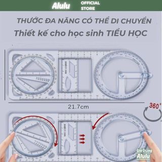 Thước Kẻ Đa Năng 4in1 Xoay 360° Deli – Thước Đo Góc, Tam Giác, Thẳng Cho Bé Tiểu Học