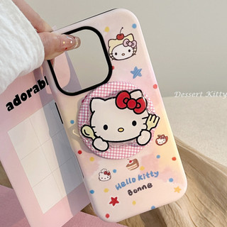 [Sheren] Ốp Điện Thoại Chân Đế Mèo Màu Hồng Bé Gái Thích Hợp Cho iPhone i17 16 15 14 13 12 11 Pro Max