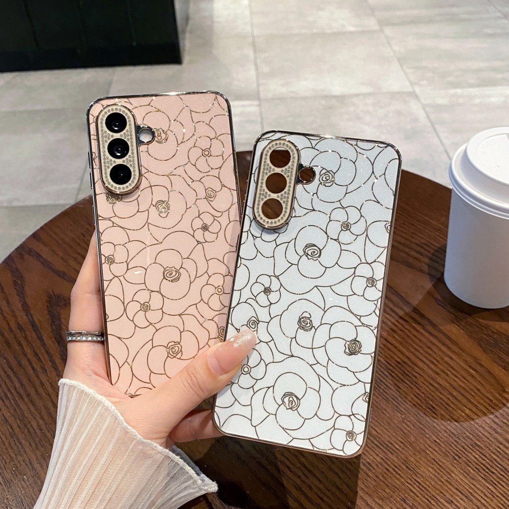 Ốp Điện Thoại Hoa Ống Kính Sáng Cho Samsung Galaxy S25 S24 S23 Plus Ultra FE S25 Edge A56 A55 A54 A36 A35 A34 A26 A16 A15 A14 A17 A07 4G 5G Vỏ Chống Sốc