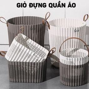 Giỏ Đựng Đồ Quần Áo Bẩn Bằng Nhựa PP Có Quai, Giữ Không Gian Gọn Gàng, Ngăn Nắp