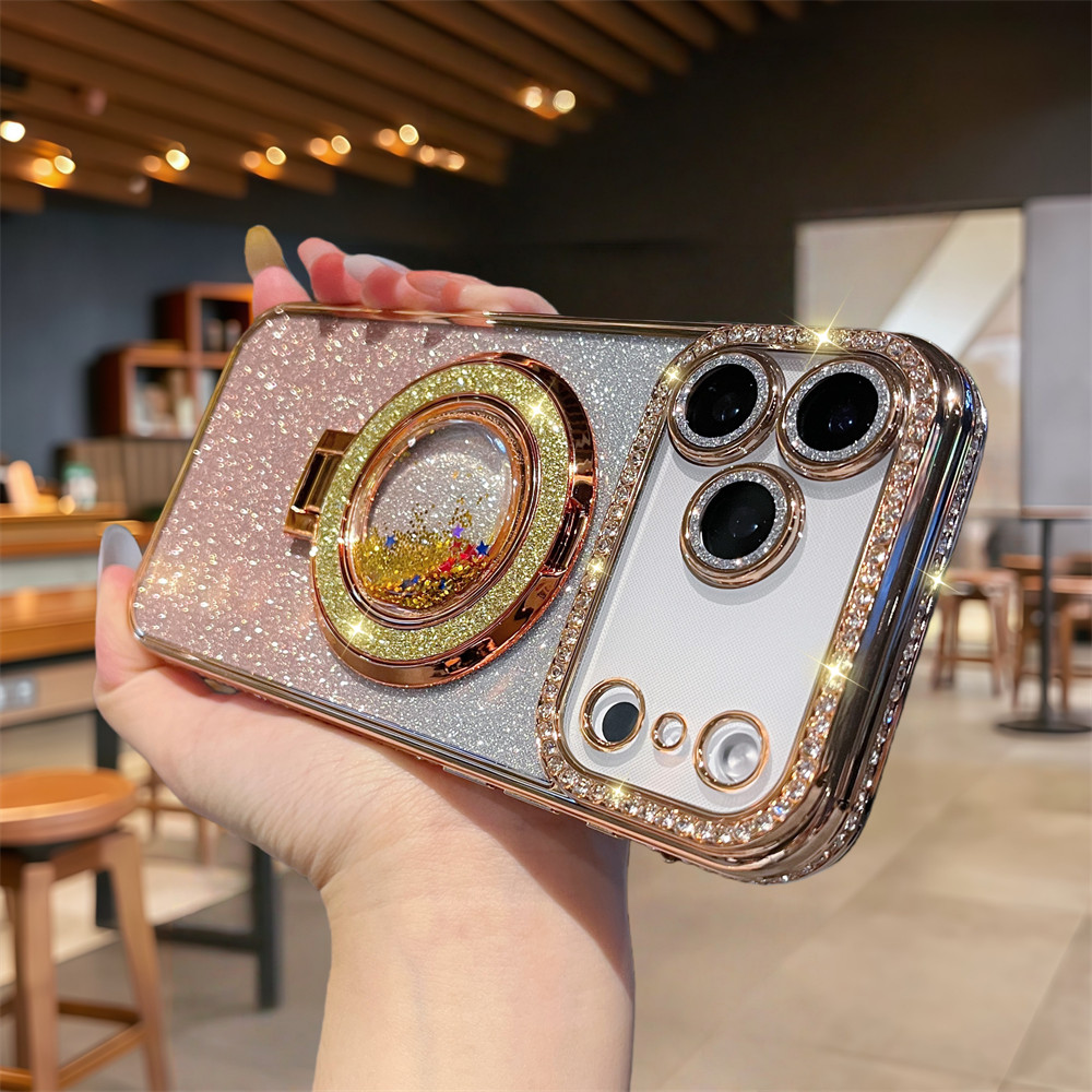 Ốp điện thoại đế kim cương sang trọng cho iPhone 17 Pro Max 12 13 14 15 16 pro max 15 16 plus Ống kính không khí Bảo vệ Camera Vỏ chống sốc điện thoại mềm