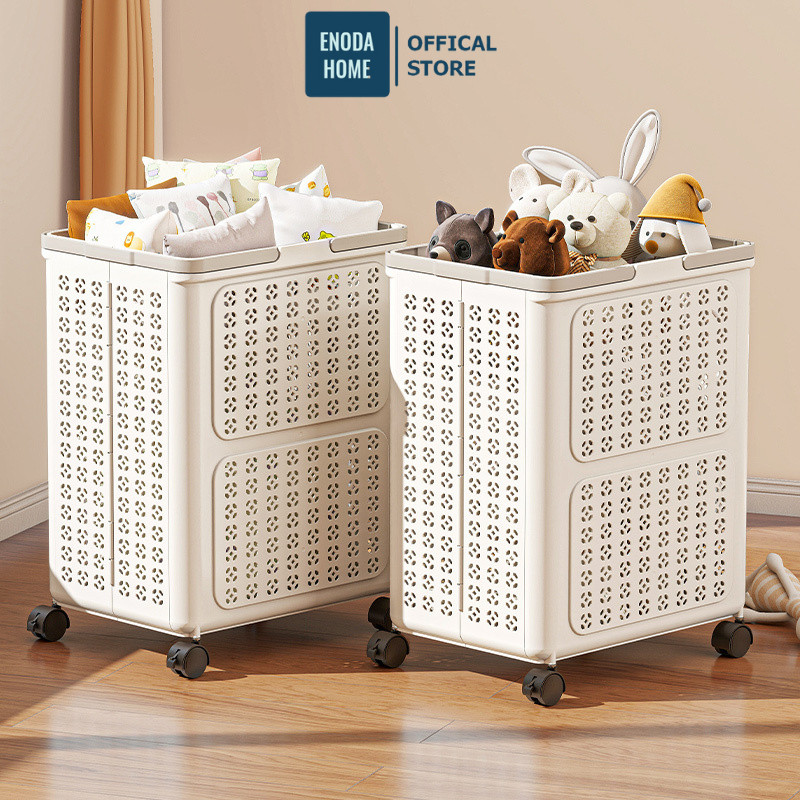 Giỏ Nhựa Gấp Gọn Đựng Đồ Chơi ENODA HOME, Giỏ Đựng Đồ Chơi Cho Bé Có Bánh Xe Tiện Lợi Q460