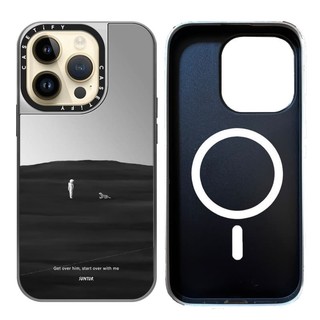 CASECASE X Suntur Hãy vượt qua anh ấy, bắt đầu lại với tôi Vỏ iPhone gương đen & mảnh hút từ tính IPhone 17 16 15 14 13 12 Pro Max Plus Ốp điện thoại cứng có hộp khắc logo