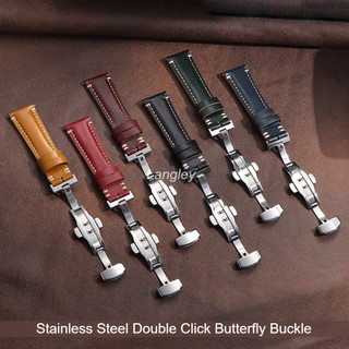 20 / 22 / 24mm Hộp Quà Tặng Vỏ Cordovan Chính Hãng Yên Da Đồng Hồ Dành Cho Nam Nữ Phát Hành Nhanh Sáng Bóng Chống Thấm Nước Da Bò Dây Đeo Tay Dây Đeo Bướm Khóa