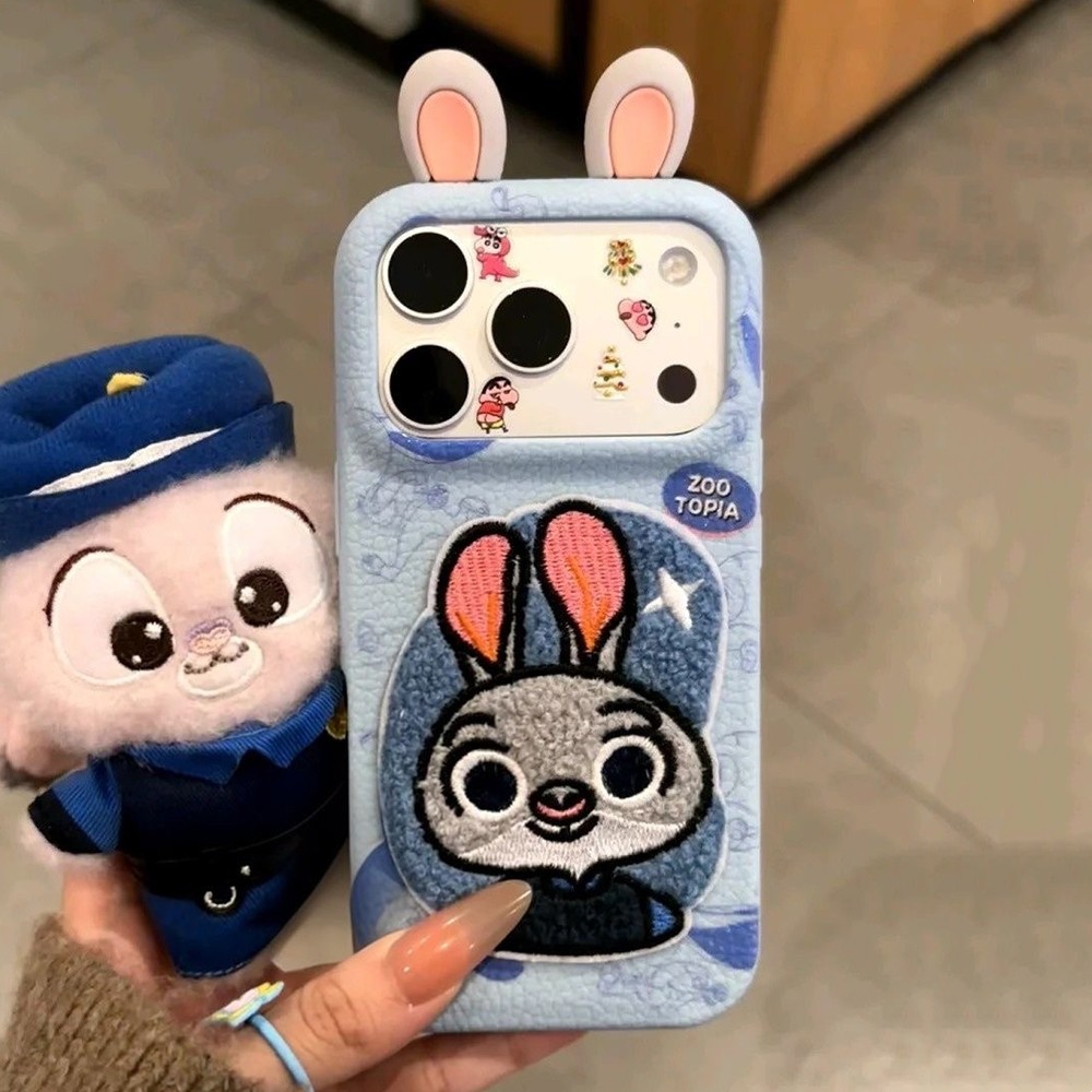 Ốp điện thoại da thỏ thêu tai 3D cho iPhone 17 Pro Max 17 Air 16 Plus 15 14 13 12 11 Vỏ bảo vệ chống sốc