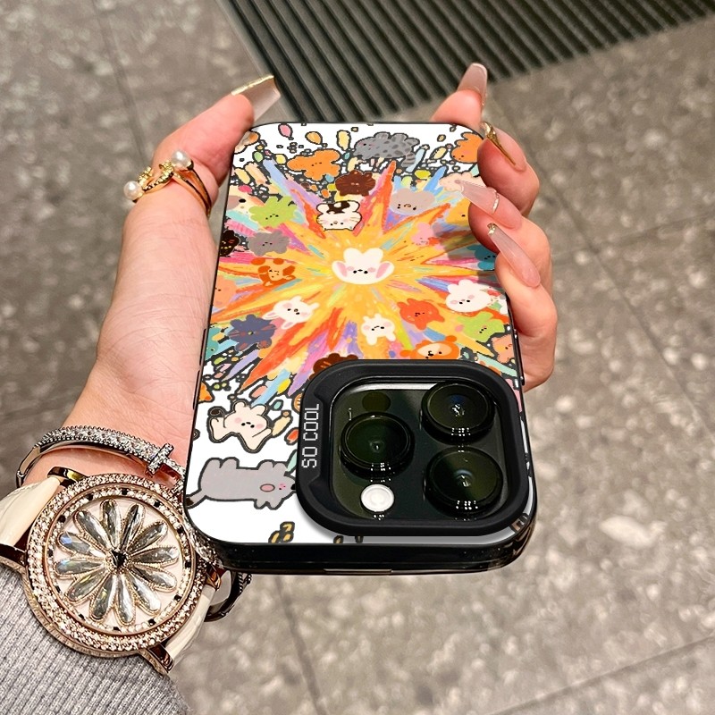 Ốp lưng chống sốc thú cưng pháo hoa, thiết kế dễ thương độc đáo phong cách vui vẻ thích iPhone 17/15/14/13/12/11 Pro Max