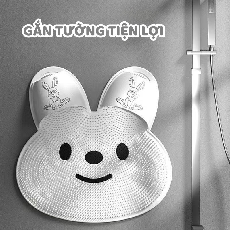 Thảm Massage Chân Nhà Tắm Hình Thỏ, Miếng Chà Rửa Chân Silicon Chống Trượt, Thảm Tắm Massage