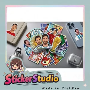 Set 20/60/100 Sticker Ronaldo & Messi World Cup 2026 Chống Nước Dán Laptop Vali Mũ Bảo Hiểm