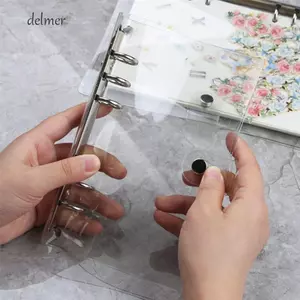 DELMER Loose Leaf Ring Folder Đồ dùng văn phòng Trường học Chất kết dính chương trình nghị sự trong suốt